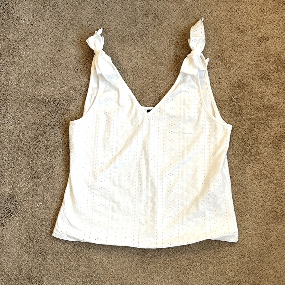 Lace tie shoulder top